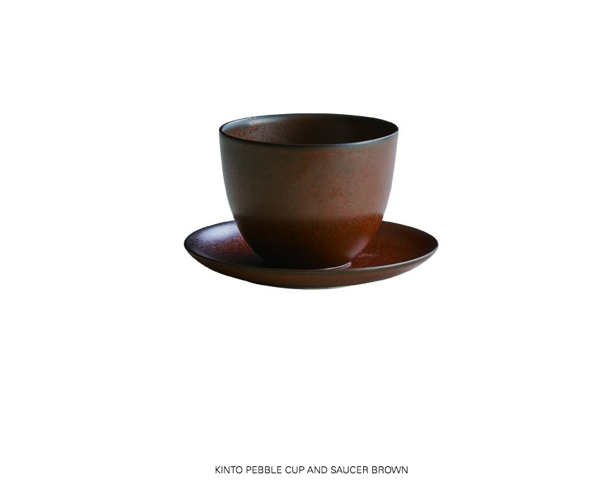KINTO PEBBLE CUP AND SAUCER - 6oz - BROWN